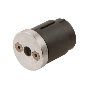 Adaptateur avec embout V2A en acier inoxydable pour main courante de 40 mm. Accessoire pour escaliers et rampes.