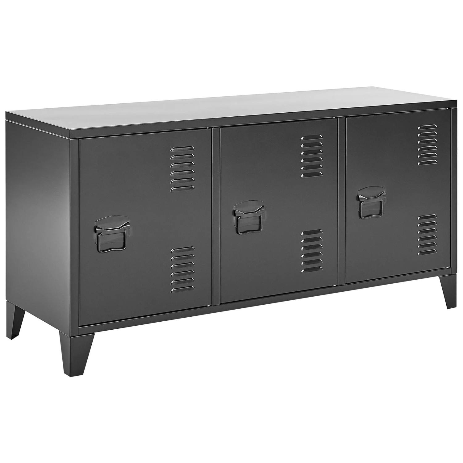 Buffet Industriel Moderne En Acier Rouge - 2 Portes, 2 étagères, Dimensions 100x65x40 Cm, Design Durable - 8