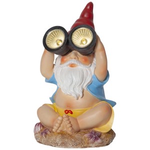 Star Trading Solar-Dekofigur Gnomy mit Fernglas, mehrfarbig, 22 cm hoch. Garten Deko mit LED.