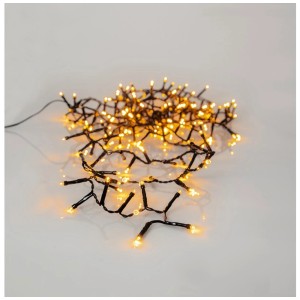 Catena luminosa a LED Star Trading con 180 LED bianco caldo dorati su cavo nero.