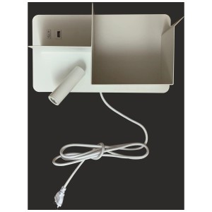Applique murale LED Mondilux Benno gauche avec étagère, 3W, blanc chaud, pour un éclairage élégant.