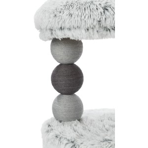 Arbre à chat gris Harvey (73 cm) avec éléments en peluche et en jute.