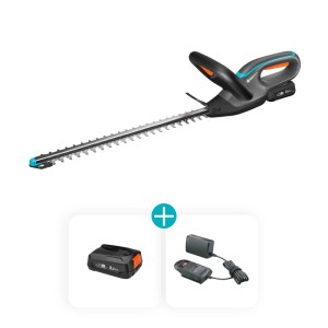 Taille-haie sans fil Gardena EasyCut 45/18V avec batterie et chargeur.