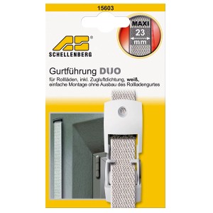 Guide-sangle/coupe-bise Schellenberg Duo, 23mm, blanc. Guide pour volet roulant, installation facile.