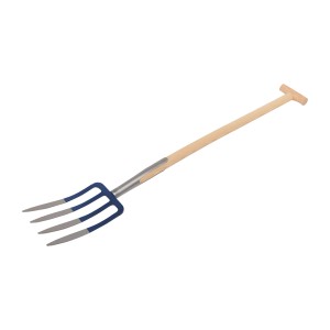 Forca da scavo LUX con 4 denti e manico in legno di frassino (115 cm) per giardinaggio.