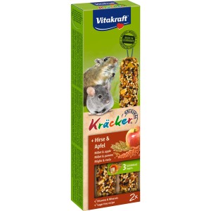 Vitakraft Kräcker miglio e mela per topi, 2 pezzi. Alimento per roditori con miglio e mela.