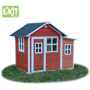 Maisonnette en bois rouge EXIT Loft 150 avec extension et toit étanche.