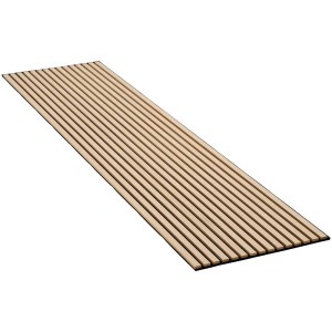 Pannello acustico Denpanels in rovere naturale, 240x60 cm, per rivestimento pareti e soffitti.