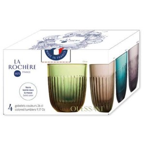 Bicchieri La Rochere Ouessant, set da 4, multicolore, 26 cl, con design a coste.