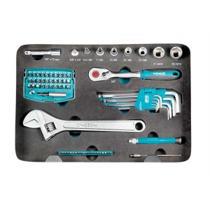Technocraft Mallette à outils en aluminium Pro Compact, 106 pièces, contenu : clés, embouts, pinces, marteau, scie, mètre ruban, couteau