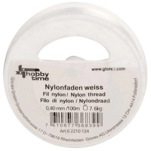Nylonfaden Weiss, 0,40 mm stark, 100 m lang, ideal zum Schmuckbasteln.