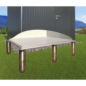 Fondation Biohort SmartBase Plus pour abri de jardin Europa, avec vis de terre. Stable et résistant aux tempêtes.