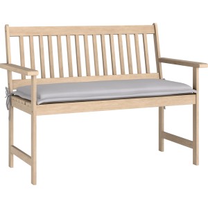 Banc de jardin Edgewood en acacia FSC® avec coussin d'assise gris clair pour 2 personnes.