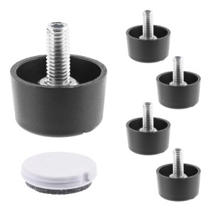 Wagner Pieds de canapé Lounge QuickClick, lot de 4, noir-argent, avec patins en feutre pour meubles.