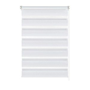 Store double Gardinia Easyfix, 90x220 cm, blanc. Store translucide à rayures pour le contrôle de la lumière.