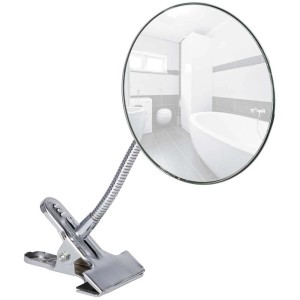 Miroir cosmétique à clip Wenko avec grossissement 5x, Ø 15 cm, acier chromé.