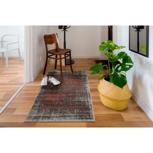 Tappeto moderno Andiamo Campos, design melange grigio-corallo, 67x140 cm, in polipropilene, in corridoio.