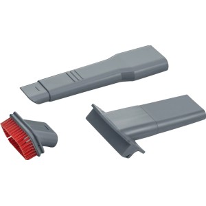Accessoires pour aspirateur à main sans fil Severin HV 7144 : suceur plat, brosse et embout en caoutchouc.