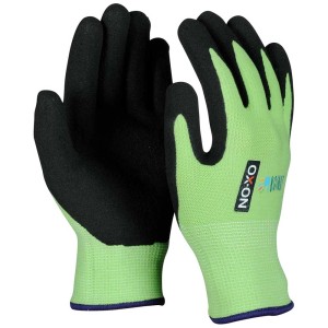 Gants verts Ox-On Junior 10000 pour enfants (4-6 ans) avec paume noire pour une prise sûre.