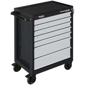 Servante d'atelier Kraftwerk LT700 avec 7 tiroirs, gris/noir, mobile.