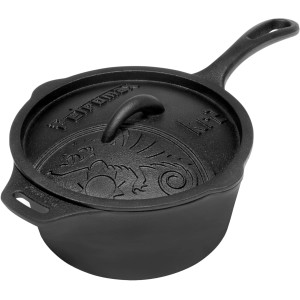 Petromax Gusseisen-Kasserolle KR2 mit Deckel, ideal für Grill & Lagerfeuer.