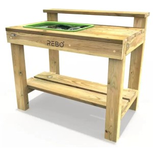 Cucina per fango Rebo Erdmännchen con sabbiera, in legno, con lavello e ripiano.