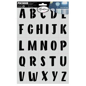 Stencil Aladine Alphabet 2, 20x30 cm, per stencilare lettere per progetti creativi.