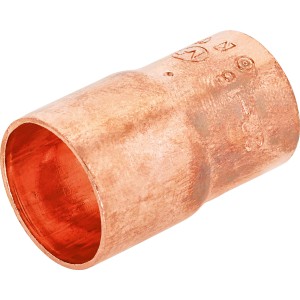 Raccordo a saldare in rame, Ø 22 mm x Ø 18 mm, per tubi in rame e adatto per acqua potabile.