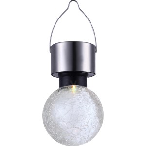 Globo LED-Solarleuchte Crackle: Runde Solar-Deko-Leuchte mit Metallelementen und Crackle-Glas.