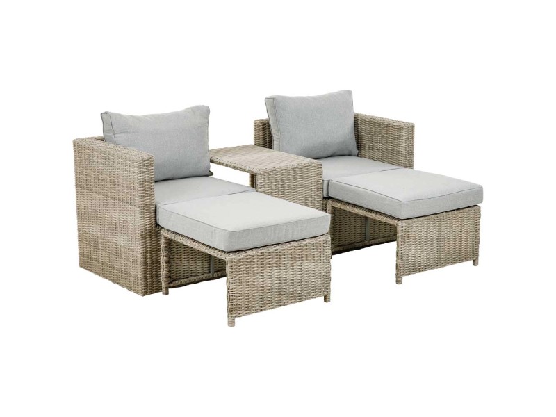 Greemotion Gartenmöbel LoungeSet Olea Mini Polyrattan Sand 5tlg