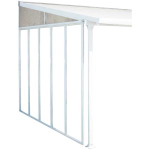 Pannello laterale bianco per copertura patio Feria 4, protezione da vento e pioggia.