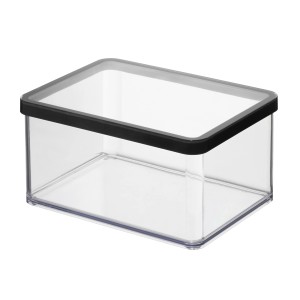 Contenitore trasparente Rotho Loft Premium, 2,25 l, con bordo coperchio nero.