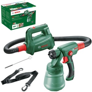Bosch EasySpray 18V-100 pistola a spruzzo a batteria (senza batteria) con accessori e scatola.