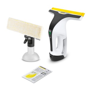 Set Kärcher WV 6 Plus lavavetri a batteria con flacone spray e detergente.