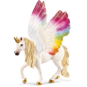 Schleich bayala® Geflügeltes Regenbogeneinhorn, detailgetreue Spielfigur mit bunten Flügeln.
