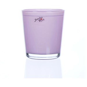Vaso rosa per orchidee in vetro, con anello, Ø 12,5 cm, altezza 13 cm.