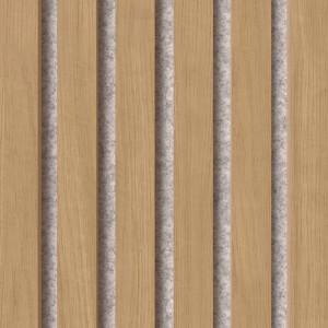 Panneau acoustique : chêne naturel sur feutre gris, revêtement mural pour un meilleur son.
