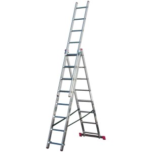 Scala multiuso in alluminio Krause Corda, 3x8 gradini, utilizzabile come scala d'appoggio, a cavalletto e scorrevole.
