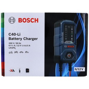Chargeur de batterie Bosch C40-Li dans son emballage d'origine. Convient aux batteries 6V et 12V.