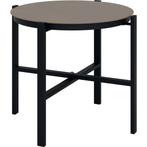 Table d'appoint de l'ensemble de mobilier de balcon Tapena, acier noir, plateau taupe.