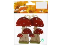 Fliegenpilz-Hänger Holz Rot/Natur 9 cm