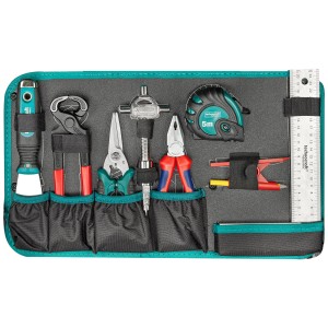 Technocraft Valigetta attrezzi Metabox Wood Premium, 107 pezzi, con vari utensili come pinze, cacciaviti, metro a nastro.