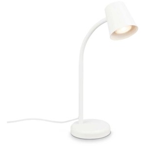 Lampe de bureau blanche Brilo avec bras flexible, idéale pour les bureaux.