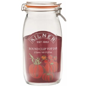 Barattolo Kilner rotondo con clip, 2L, per conservare e riporre alimenti.