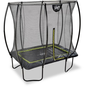 Trampolino da giardino rettangolare nero EXIT Silhouette 153x214 cm con rete di sicurezza.