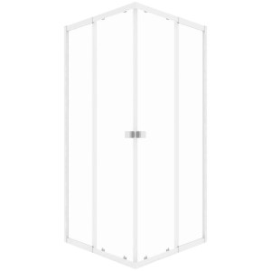 Cabine de douche d'angle Baliv DUK-90.11E avec cadre blanc et verre transparent.