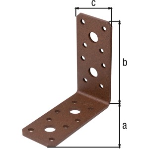 Équerre Alberts Duravis marron rouille 90x90x40 mm, revêtement duplex, avec trous.