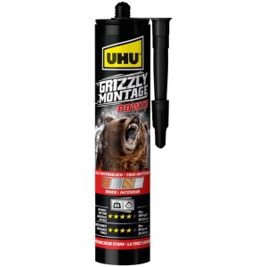 Adesivo di montaggio Grizzly Power, cartuccia da 370g, adatto a molti materiali interni.