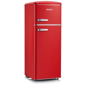 Rote Severin Kühl-Gefrierkombination RGK 8930 im Retro-Design.