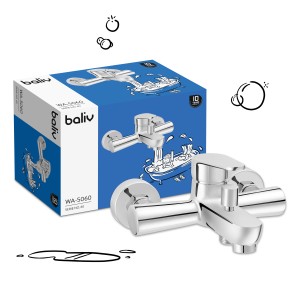 Miscelatore per vasca da bagno baliv WA-5060 cromato, miscelatore a parete con deviatore per vasca e doccia.